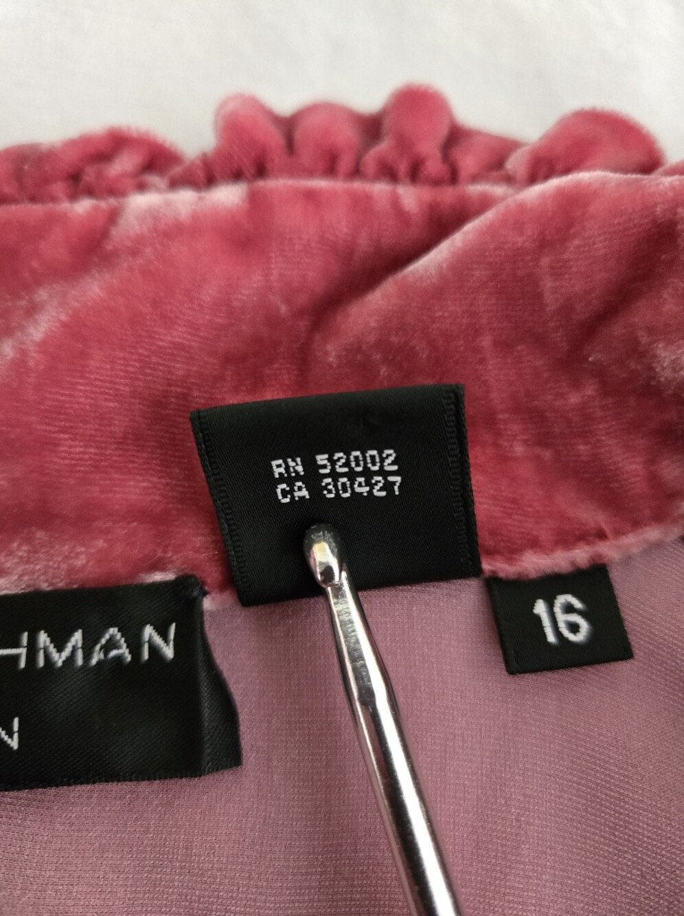 Dana Buchman Dusty Raspberry Velvet Ruffle-Trim Blouse - Picture 7 of 13